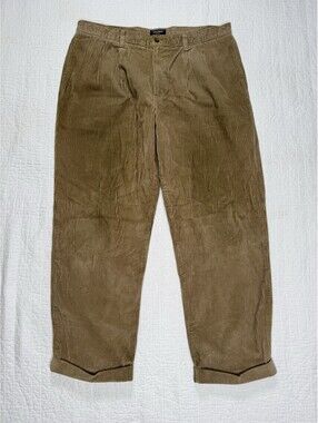 Vtg Dockers Pleated Corduroy Pants Relaxed Fit Tan W38 L30 No Wrinkle Khakis